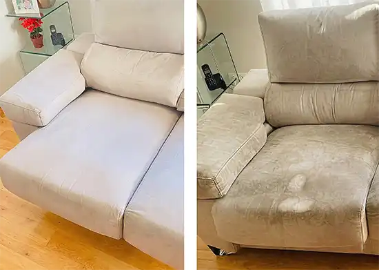 Sofa antes y despues de limpieza