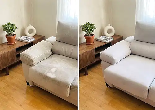 antes y despues en limpieza de sofas