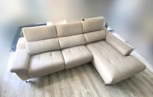 Resultado perfecto tras limpieza de tapicería en sofá relax con chaiselongue en Alcobendas, Madrid